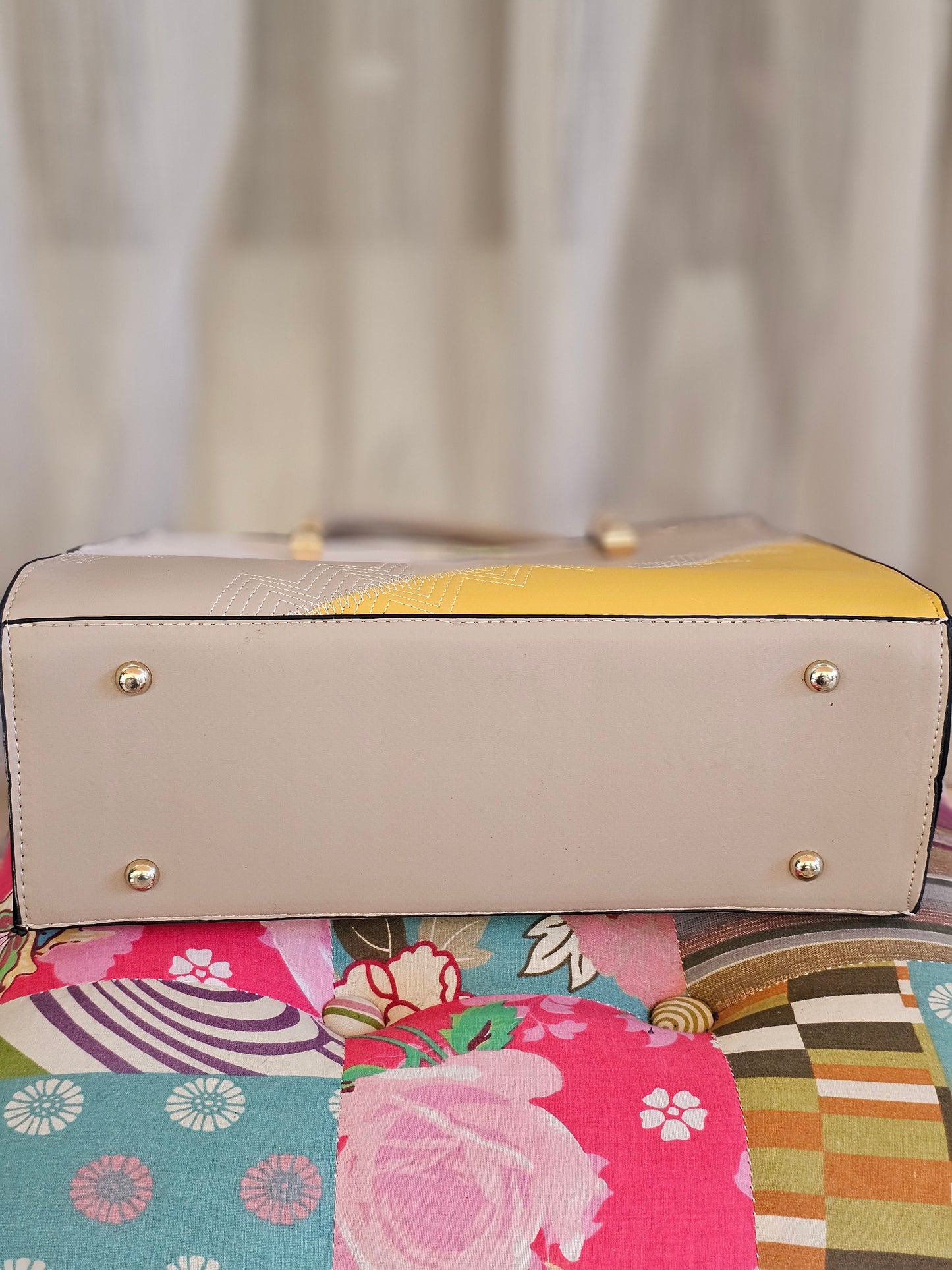 Soul Γυναικεία Τσάντα Rational Μπεζ με Λευκό και Κίτρινο 231108