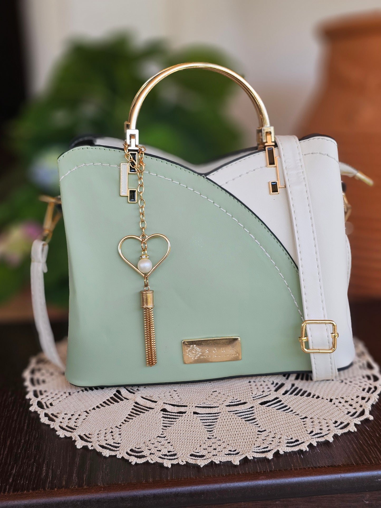 Soul Γυναικεία Τσάντα Ethereal Βεραμάν-Λευκό 345564